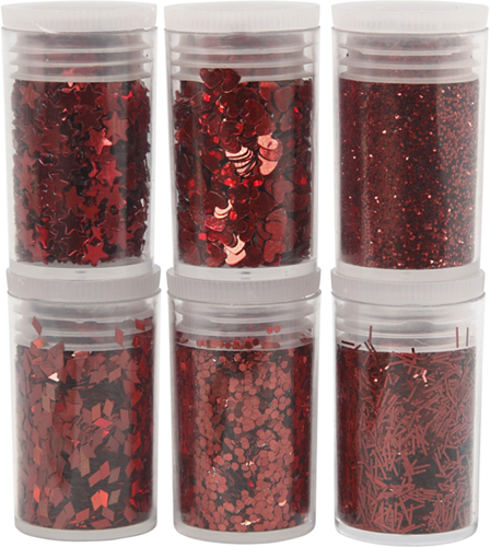 CC Glitter en Pailletten Set Rood 6x5 gr