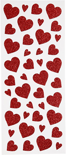 CC Glitter Stickers 10x24 cm Rode Harten