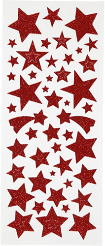 CC Glitter Stickers 10x24 cm Rode Sterren