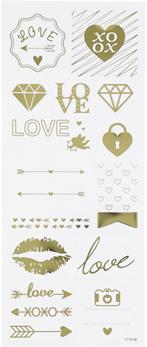 CC Stickers Love 10x24 cm Goud 14 stuks