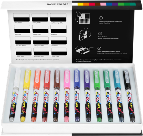 Karin Deco Brushmarker Pigment Collection 12 stuks Basic-2