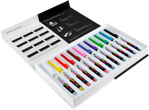 Karin Deco Brushmarker Pigment Collection 12 stuks Basic-3