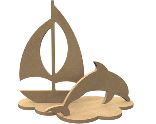 MDF Figuren Dolfijn Set 24x21 cm
