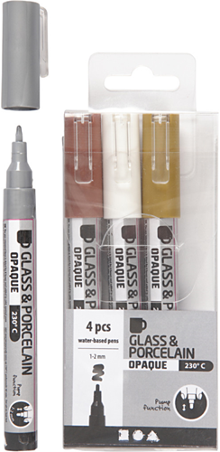 CC Glas- en Porseleinstift Dekkend Set Metallic 4 stuks