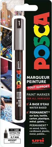 Uni Posca Verfmarker 1MR Zilver Blister