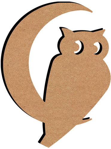MDF Figuur Uil en Maan 26 cm