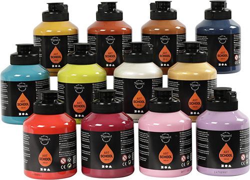 Pigment Art School acrylic paint 12 colors 500ml