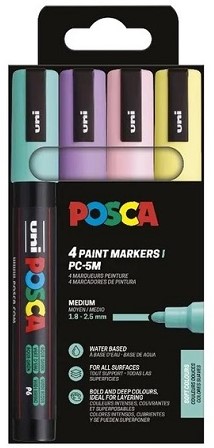 Uni Posca Markers PC-5M Set Zachte Kleuren 4 stuk