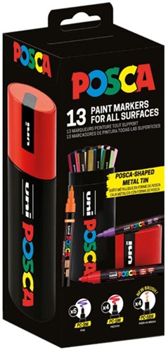 Uni Posca Acrylverfstiften in Koker Set 13 kleuren