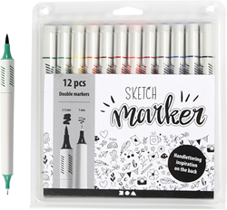 CC Sketch markers, standard colours, line 1+2-5 mm, 12 pc/ 1 pack