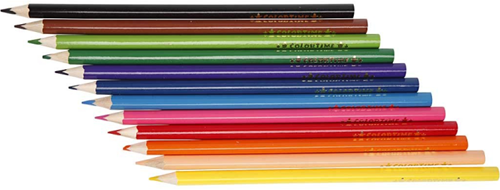 CC Colortime Colouring Pencils, assorted colours, L: 17,45 cm, lead 3 mm, 12 pc./1 pack