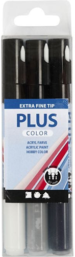 Plus Color Marker Set 0,7 mm Zwart Grijs Wit 3 stuks
