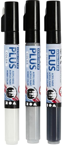 Plus Color Marker Set 0,7 mm Zwart Grijs Wit 3 stuks-2