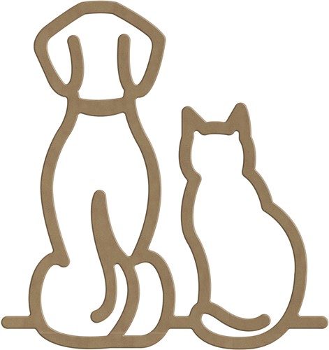Gomille MDF Figuur Hond en Kat 26x27,6 cm