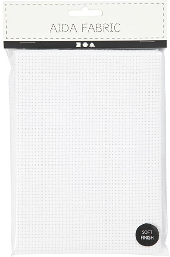 CC Aida Fabric, white, size 50x50 cm, 35 squares per 10cm , 1 pc-2