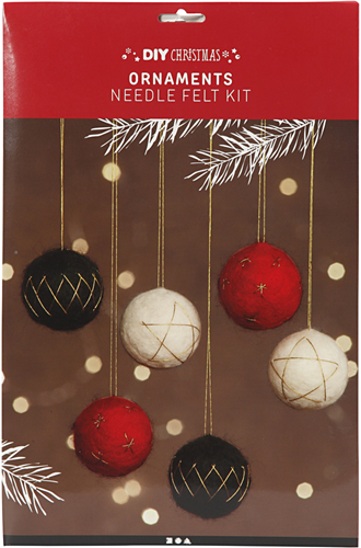 CC DIY Kit Kerstballen Vilten met Goud 6 stuks