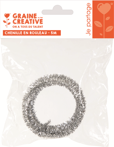 GC Chenilledraad op Rol 6 mm Zilver 10m
