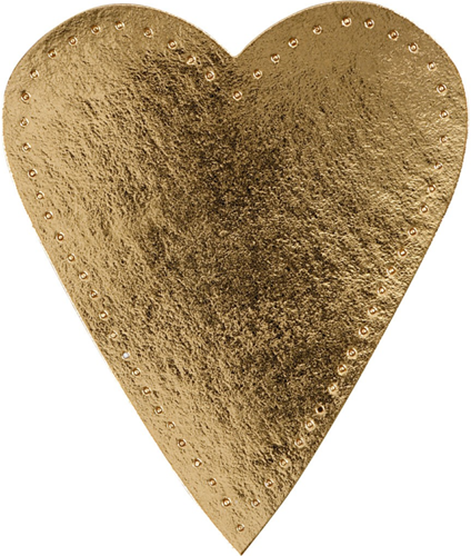 CC Faux Leather Hart 12x10 cm Goud 4 stuks