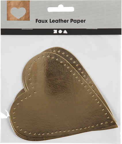 CC Faux Leather Hart 12x10 cm Goud 4 stuks-2