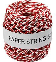 CC Paper String, red/white, thickness 1 mm, 50 m/ 1 roll
