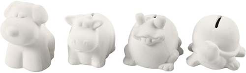 CC Animal Saving Banks, white, H: 7-10 cm, 4 pc/ 1 box-2