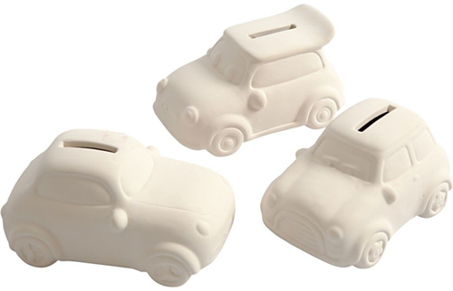 CC Car Money Box, white, H: 5,5 cm, L: 12,5 cm, W: 7,8 cm, 12 pc/ 1 box