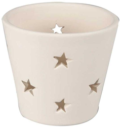 CC Waxinelicht met Sterren 7x6,5 cm Wit 12 stuks