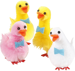CC Easter ducks, light red, white, yellow, H: 50 mm, 4 pc/ 1 pack