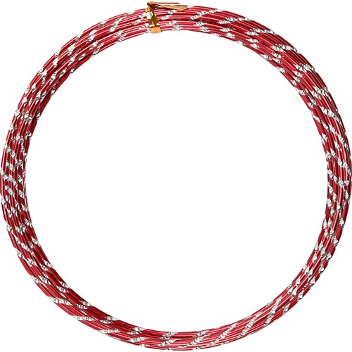 Alu draad, diamond-cut, dikte 2 mm, rood, 1x7m/ 1 rol