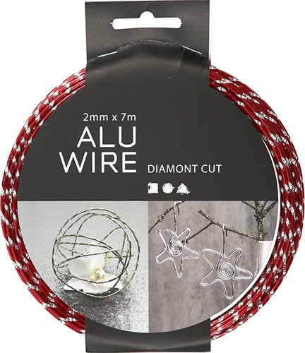 Aluminium wire, diamond-cut, thickness 2 mm, red, 1x7m-3