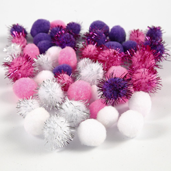 CC pompoms Paarse Harmonie 15-20mm 48 stuks