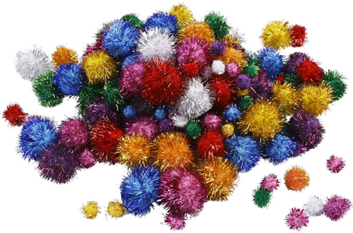 CC Pompoms Multigekleurd Glitter 15-40mm 75 stuks