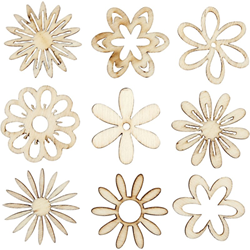 CC Houten Decoraties Flowers 28 mm 45 stuks