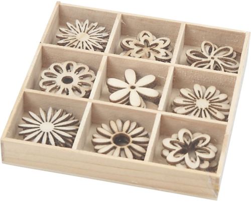 CC Houten Decoraties Flowers 28 mm 45 stuks-2