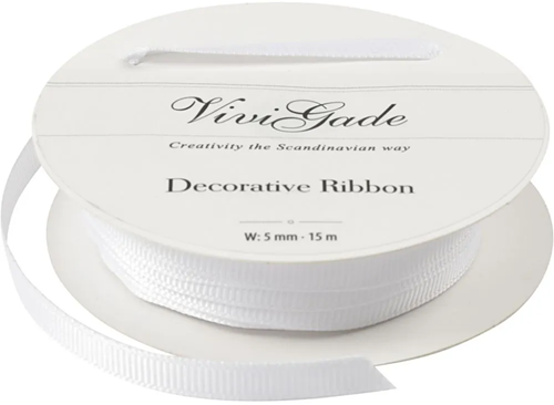 Vivi Gade Grosgrain Ribbon 5 mm 15 m White