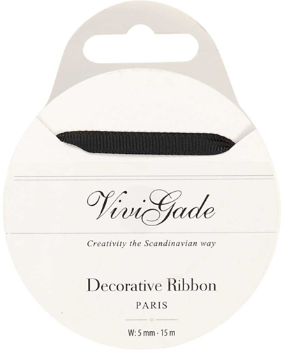 Vivi Gade Grosgrain Ribbon 5 mm 15 m Black-2