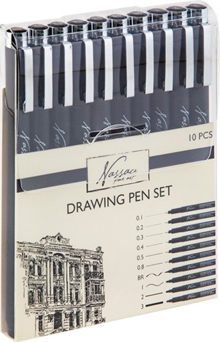 Nassau Set Zwarte Fineliners 10 stuk