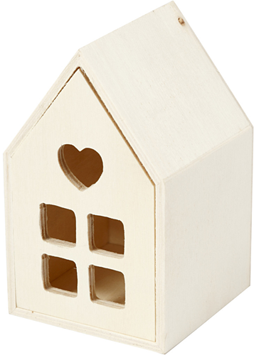 CC Houten Huis met Lade 6,8x6,8x10,8 cm