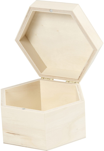 CC Houten Doos Hexagon 12x7 cm