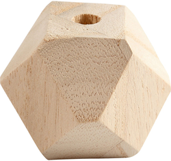 CC Houten Diamantvormige Kraal 20 mm Naturel 6 stuks