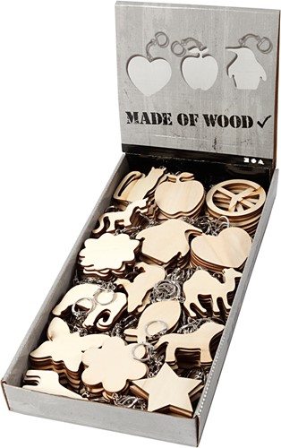 CC Houten Sleutelhangers Figuren 7x7 cm 128 stuks