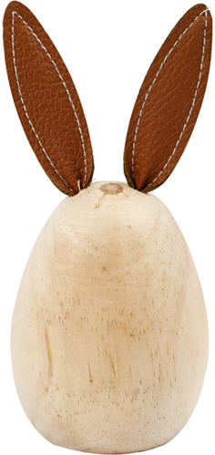 CC Houten Konijn met Leren Oren 19 cm
