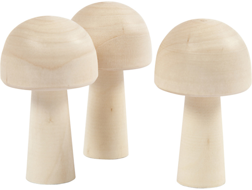 CC Houten Paddenstoelen 5,2x2,9 cm 3 stuks