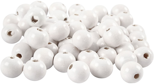 CC Houten Kralen 10 mm Wit 70 stuks