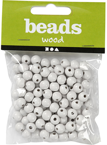 CC Houten Kralen 10 mm Wit 70 stuks-3