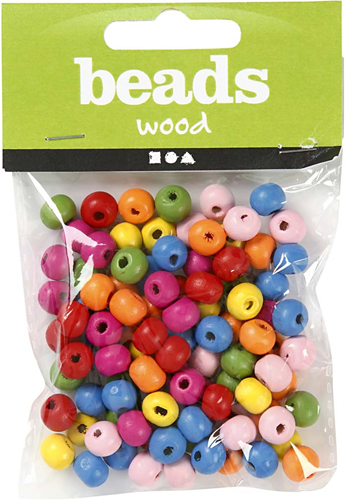 CC Houten Kralen 8 mm Multimix 90 stuks-3