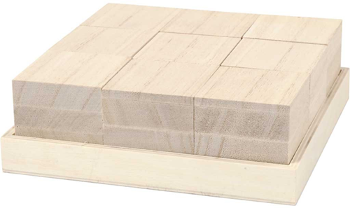 CC Houten Blokken 4x4x4 cm 9 stuks op Blad
