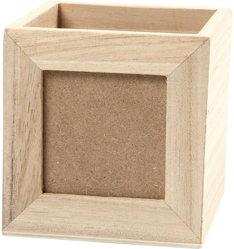 CC Houten Pennenbakje met Lijst 10x10x10 cm