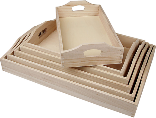 CC Houten Dienbladen Set 6 stuks l 29-44 cm