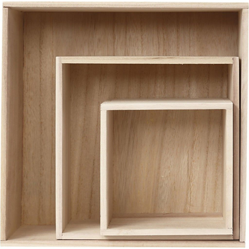 CC Houten Showdozen Vierkant Set van 3 stuks h:15-28